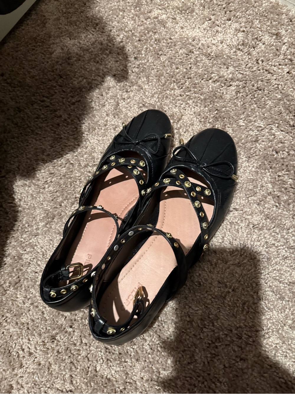 Black Studded Mary Jane Flats